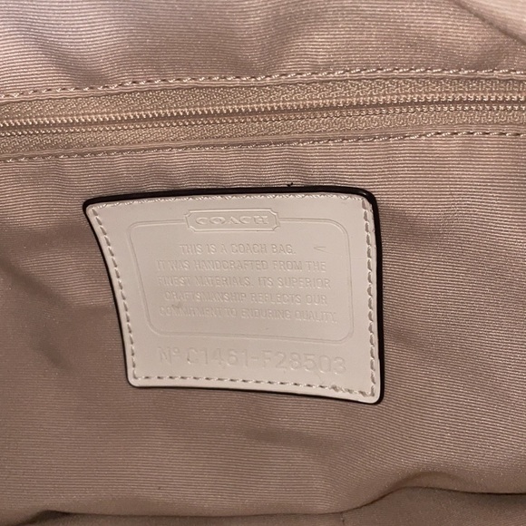 Authentic Coach Signature Devin Shoulder Bag Purse Light Khaki/Ivory - Picture 10 of 11